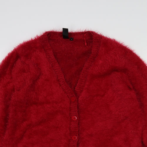 Geena Womens Red Round Neck  Polyimide Pullover Jumper Size S