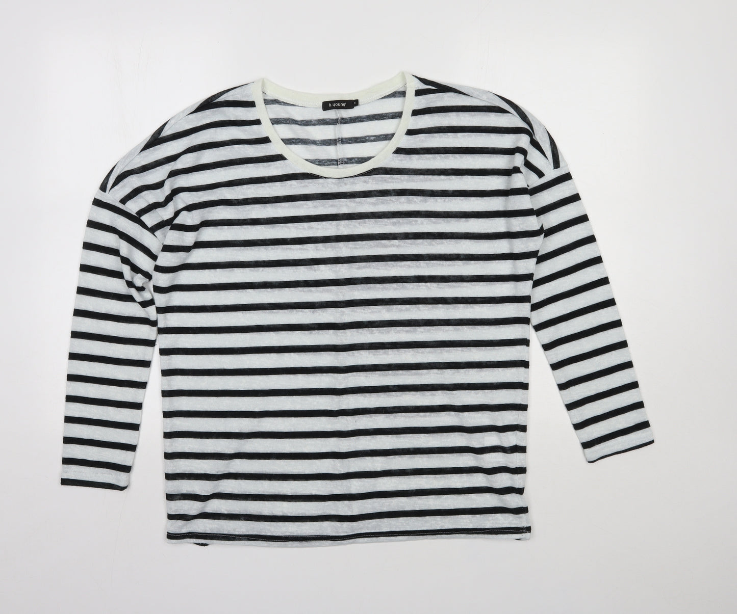 b.young Womens Multicoloured Scoop Neck Striped Polyester Pullover Jumper Size M