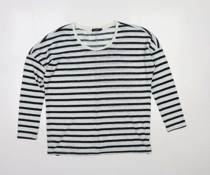 b.young Womens Multicoloured Scoop Neck Striped Polyester Pullover Jumper Size M