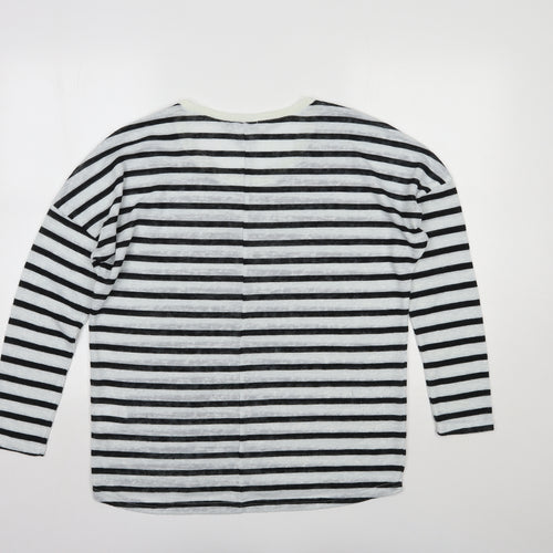 b.young Womens Multicoloured Scoop Neck Striped Polyester Pullover Jumper Size M