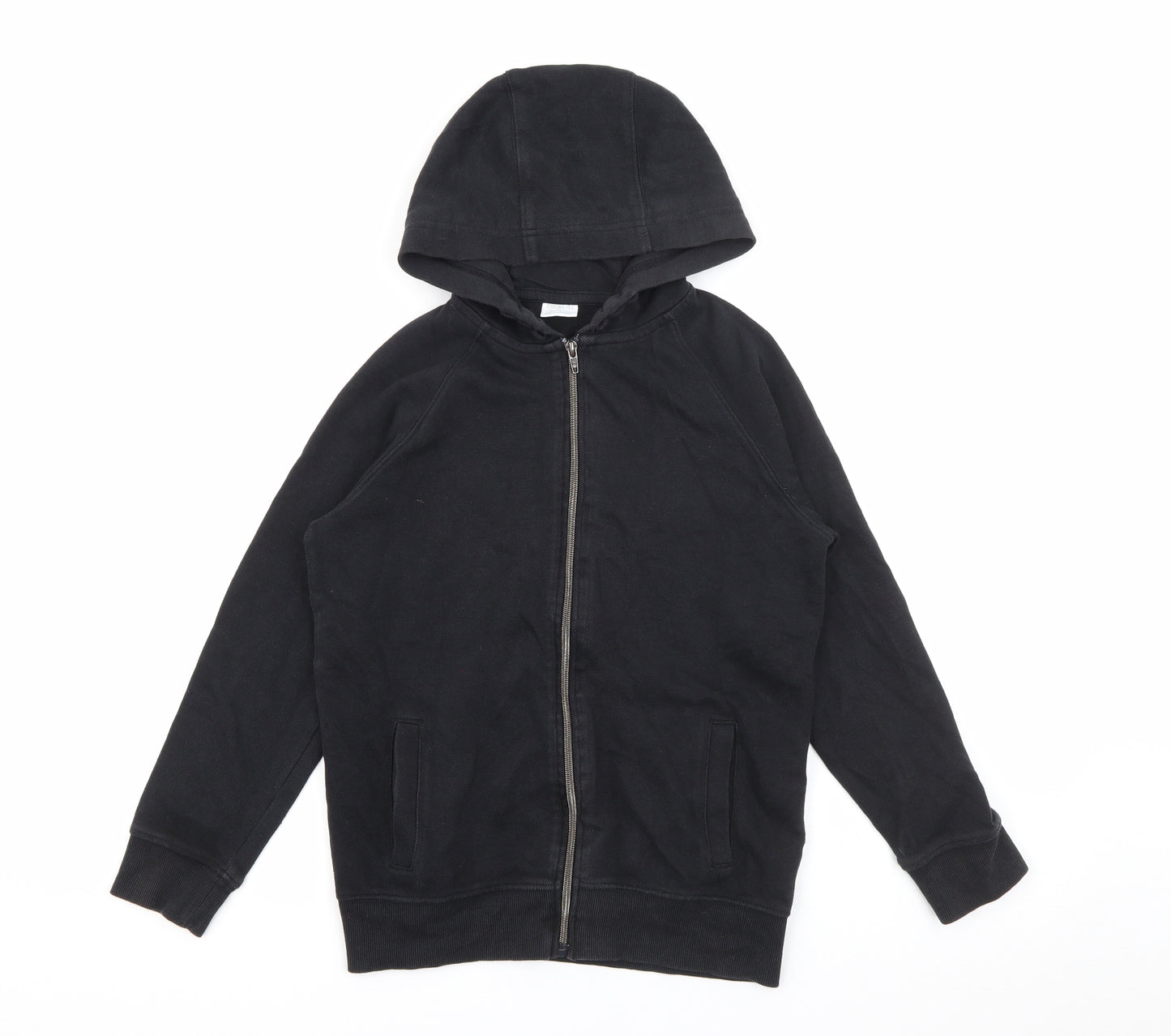 F&F Girls Black  Cotton Full Zip Hoodie Size 10-11 Years  Zip
