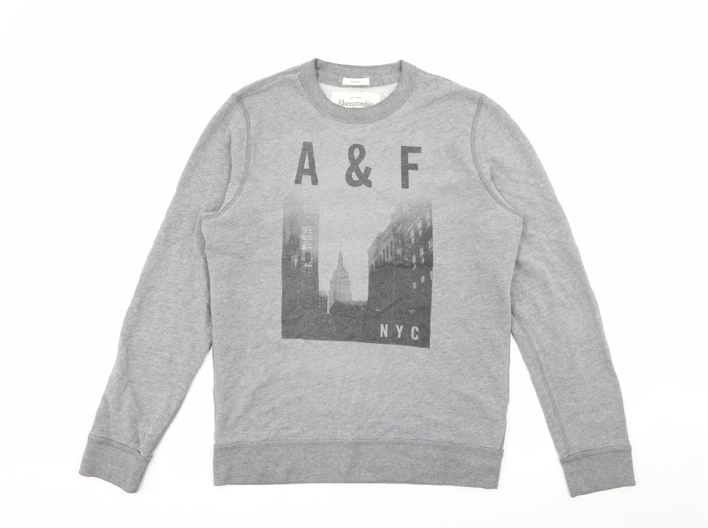 Abercrombie & Fitch Mens Grey  Cotton Pullover Sweatshirt Size M