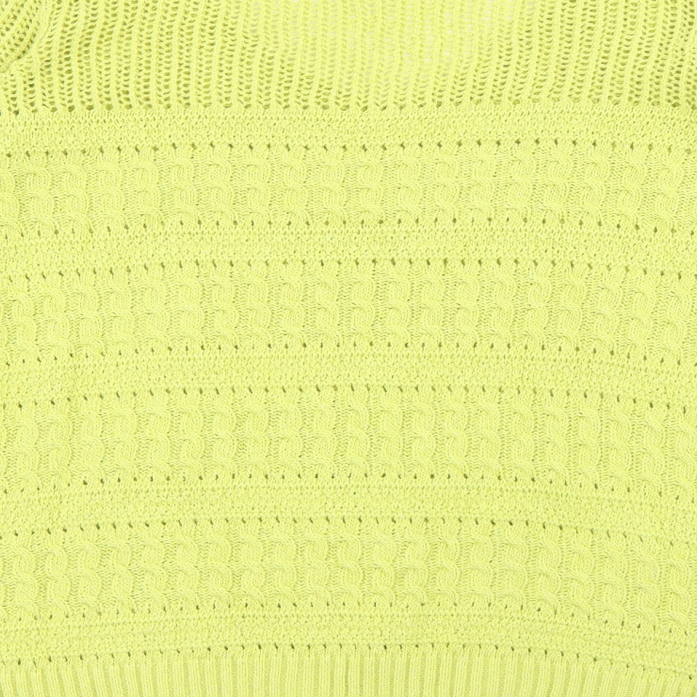 George Womens Green V-Neck  Cotton Pullover Jumper Size 14