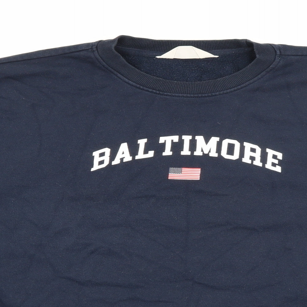 Primark Womens Blue  Cotton Pullover Sweatshirt Size 12