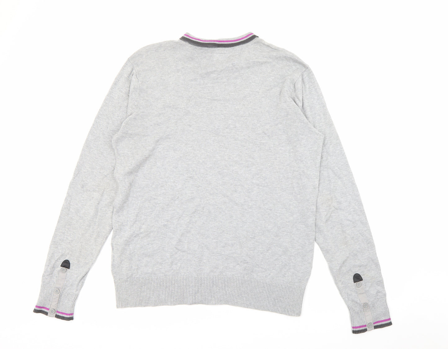 Henleys Mens Grey  Cotton  Polo Size L Collared Button