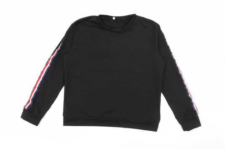 Preworn Womens Black  Polyester Pullover Sweatshirt Size L