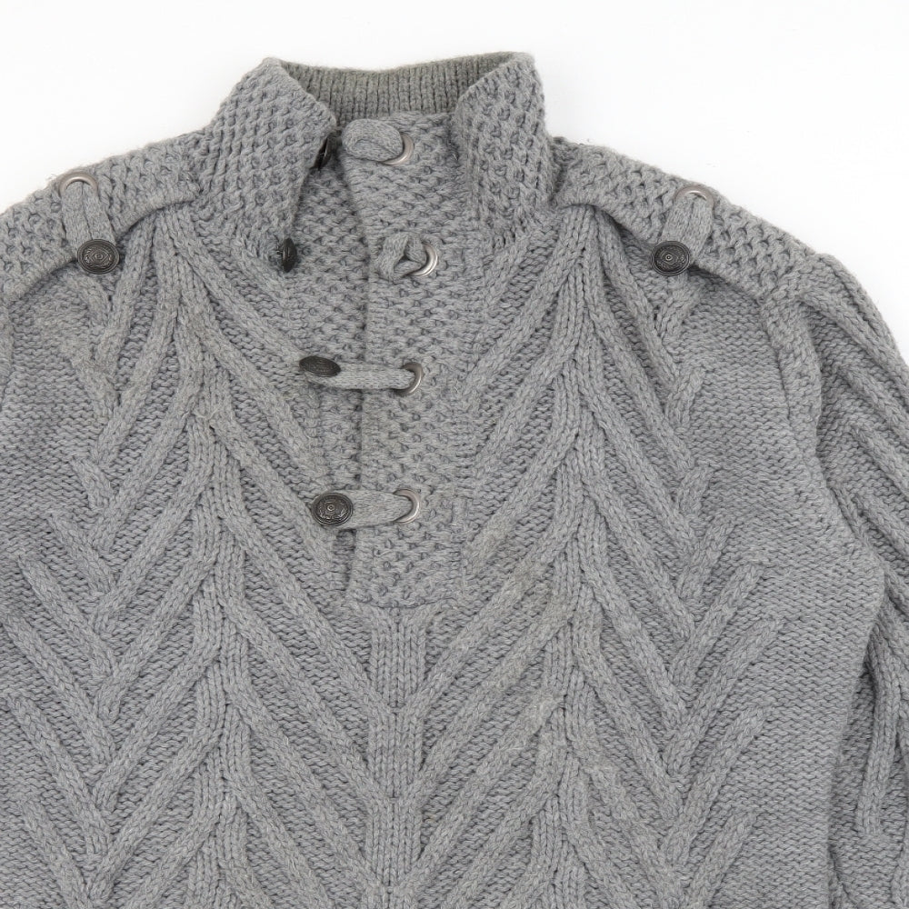 Claudio Lugli Mens Grey High Neck  Wool Pullover Jumper Size 2XL