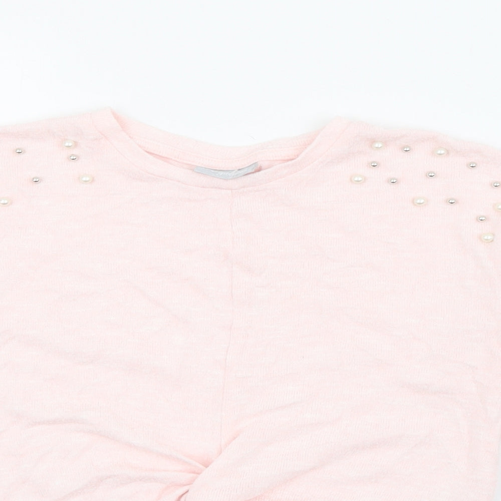 Matalan Girls Pink Crew Neck  Viscose Pullover Jumper Size 9 Years