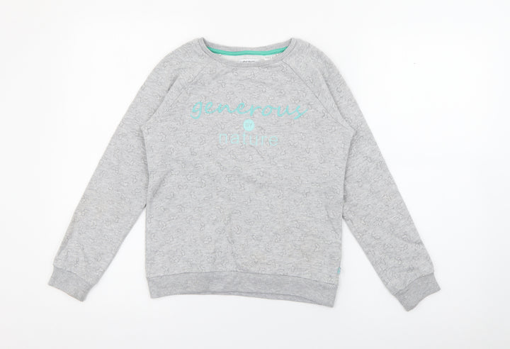 Okaidi Girls Grey Geometric Cotton Pullover Sweatshirt Size 10 Years