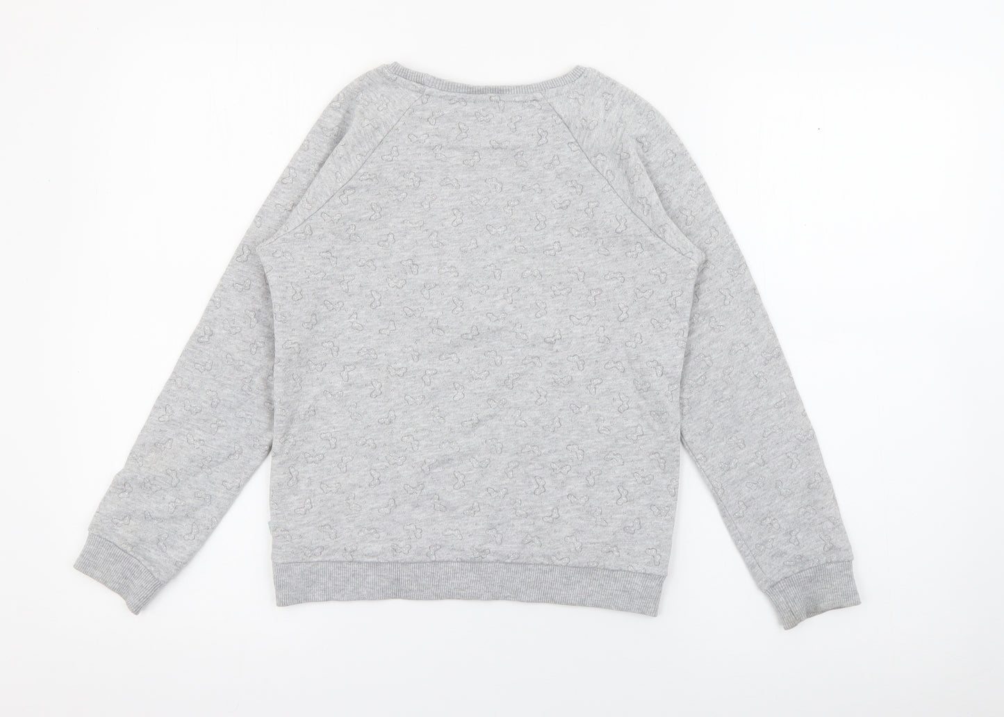 Okaidi Girls Grey Geometric Cotton Pullover Sweatshirt Size 10 Years