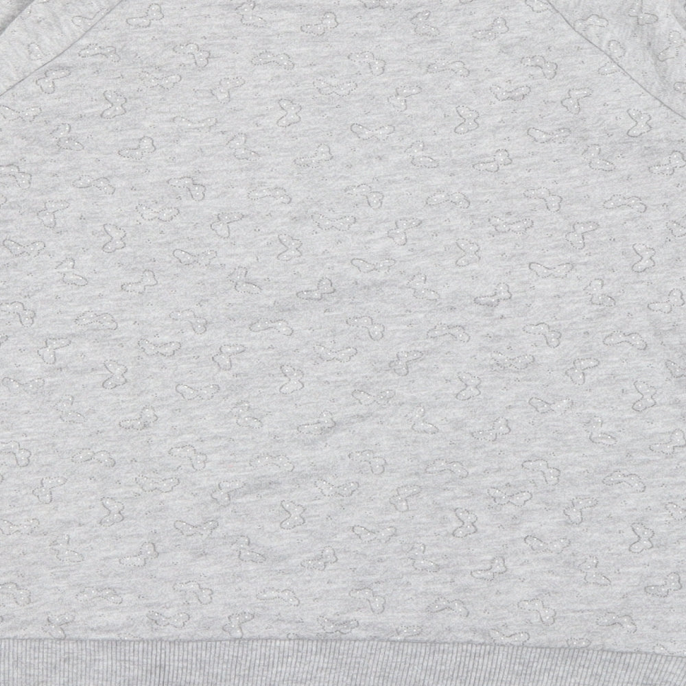 Okaidi Girls Grey Geometric Cotton Pullover Sweatshirt Size 10 Years