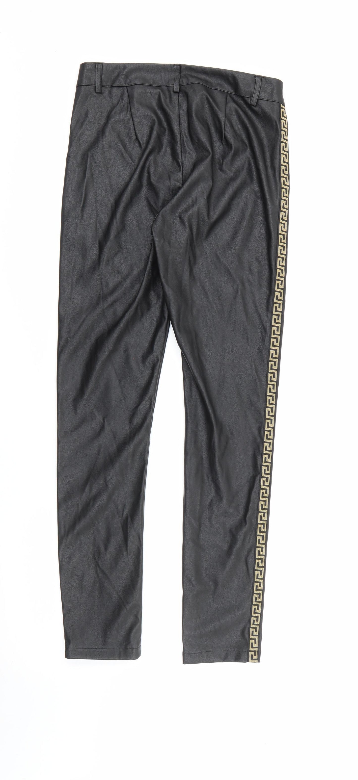 In Vogue Womens Black  Polyester Jegging Trousers Size M L27 in Regular Button