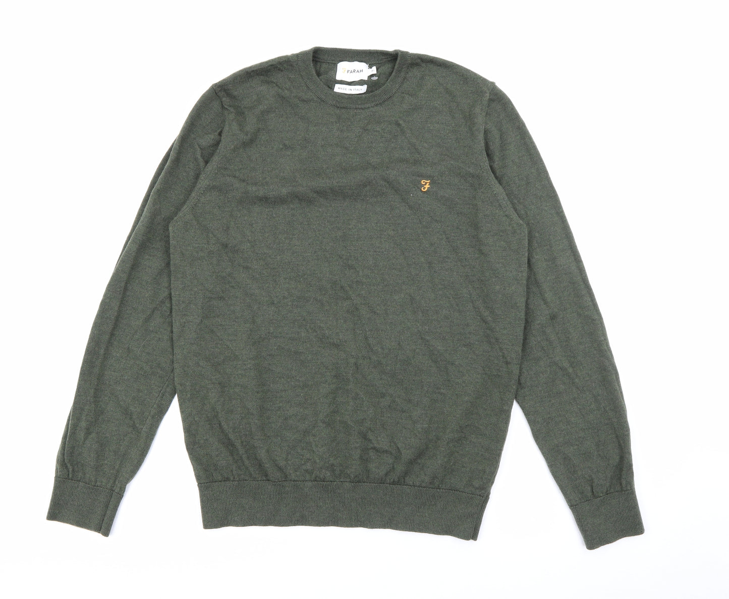 Farah Mens Green Crew Neck  Wool Pullover Jumper Size XL