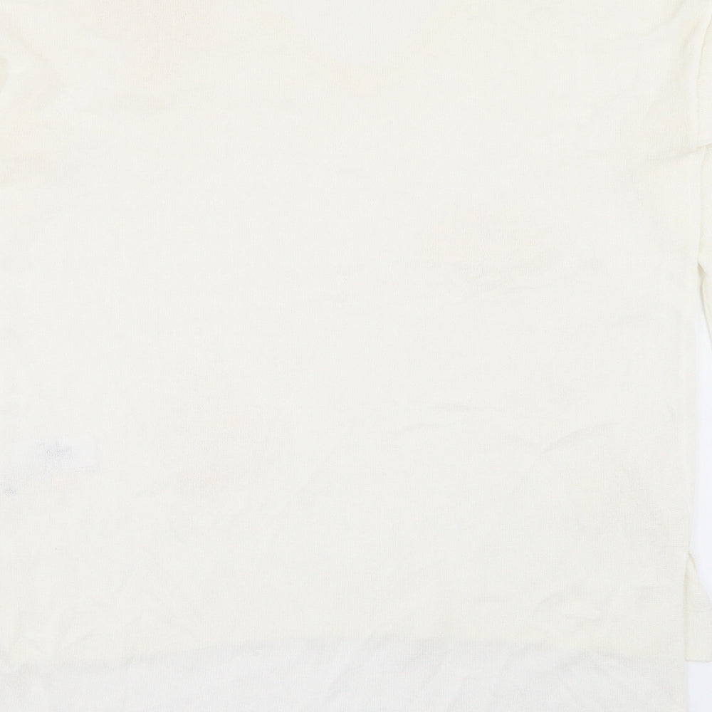 NEXT Womens White V-Neck  Viscose Pullover Jumper Size 12