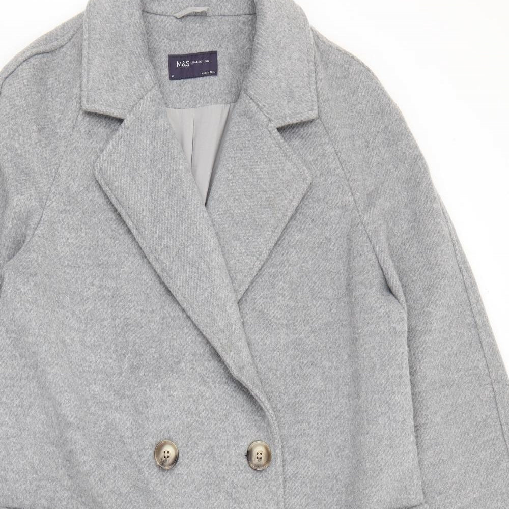 Marks and Spencer Womens Grey   Overcoat Coat Size 12  Button