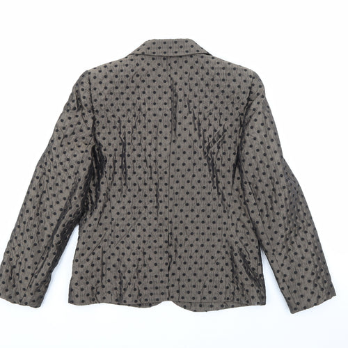 TUZZI Womens Brown Polka Dot Acrylic Jacket Blazer Size 14