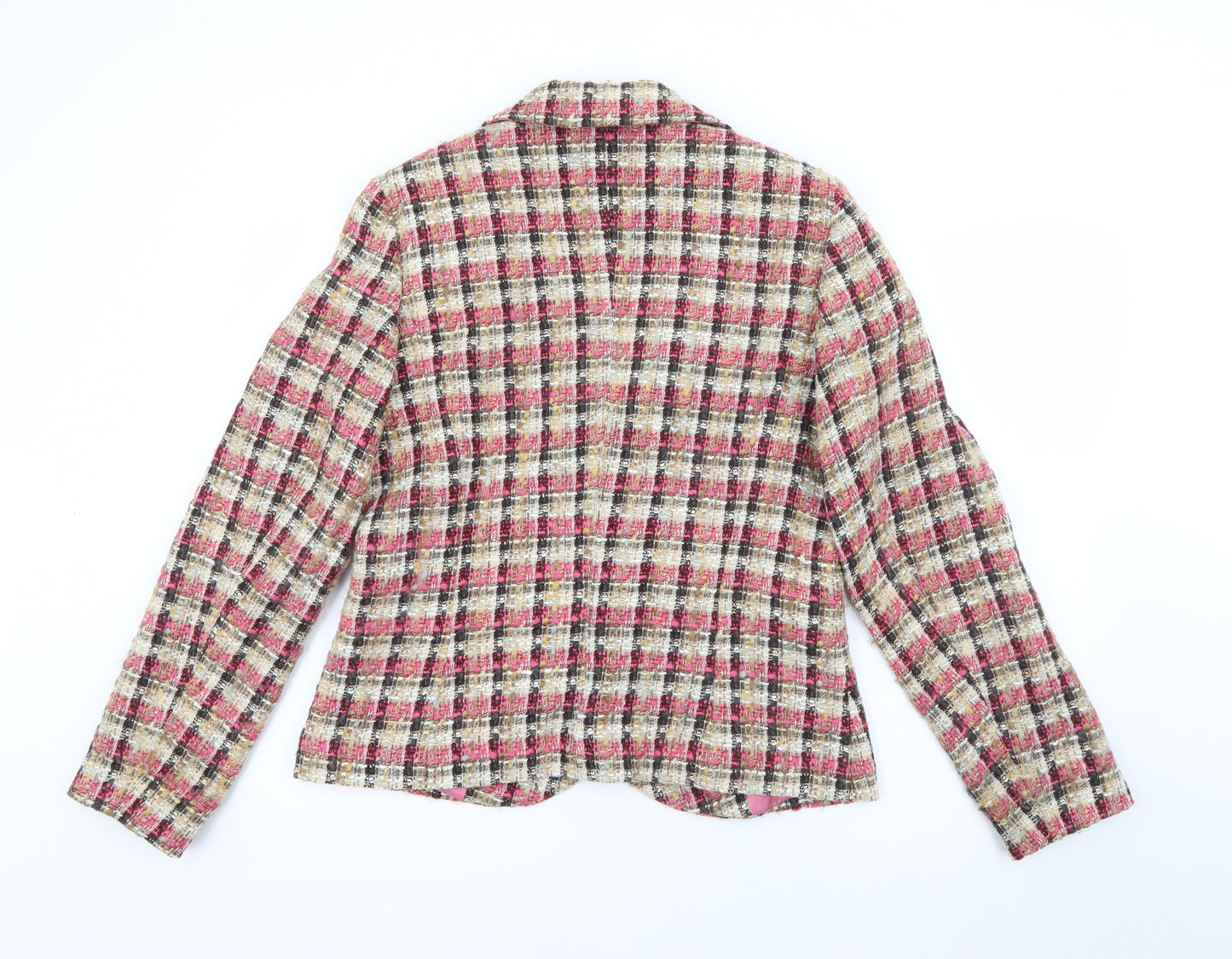 Hammer Womens Pink Plaid Wool Jacket Blazer Size 12
