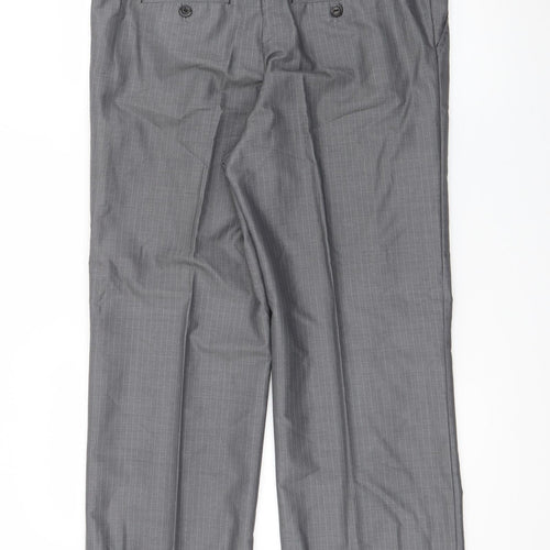 Gerard Darel Womens Grey Striped Polyester Trousers  Size 14 L26 in Regular Zip