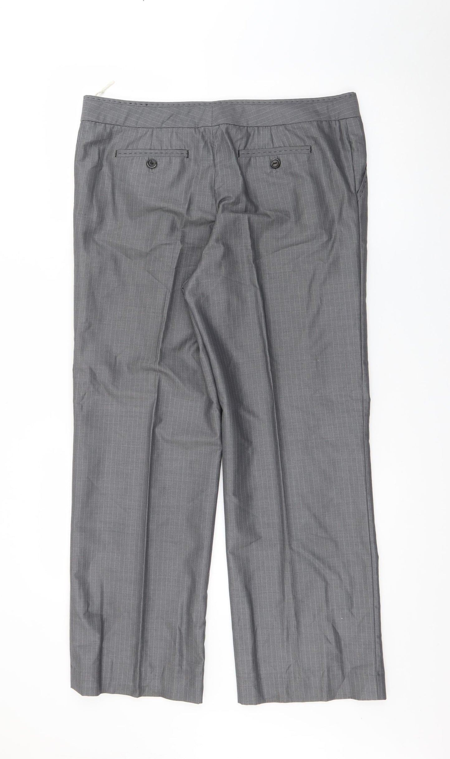 Gerard Darel Womens Grey Striped Polyester Trousers  Size 14 L26 in Regular Zip
