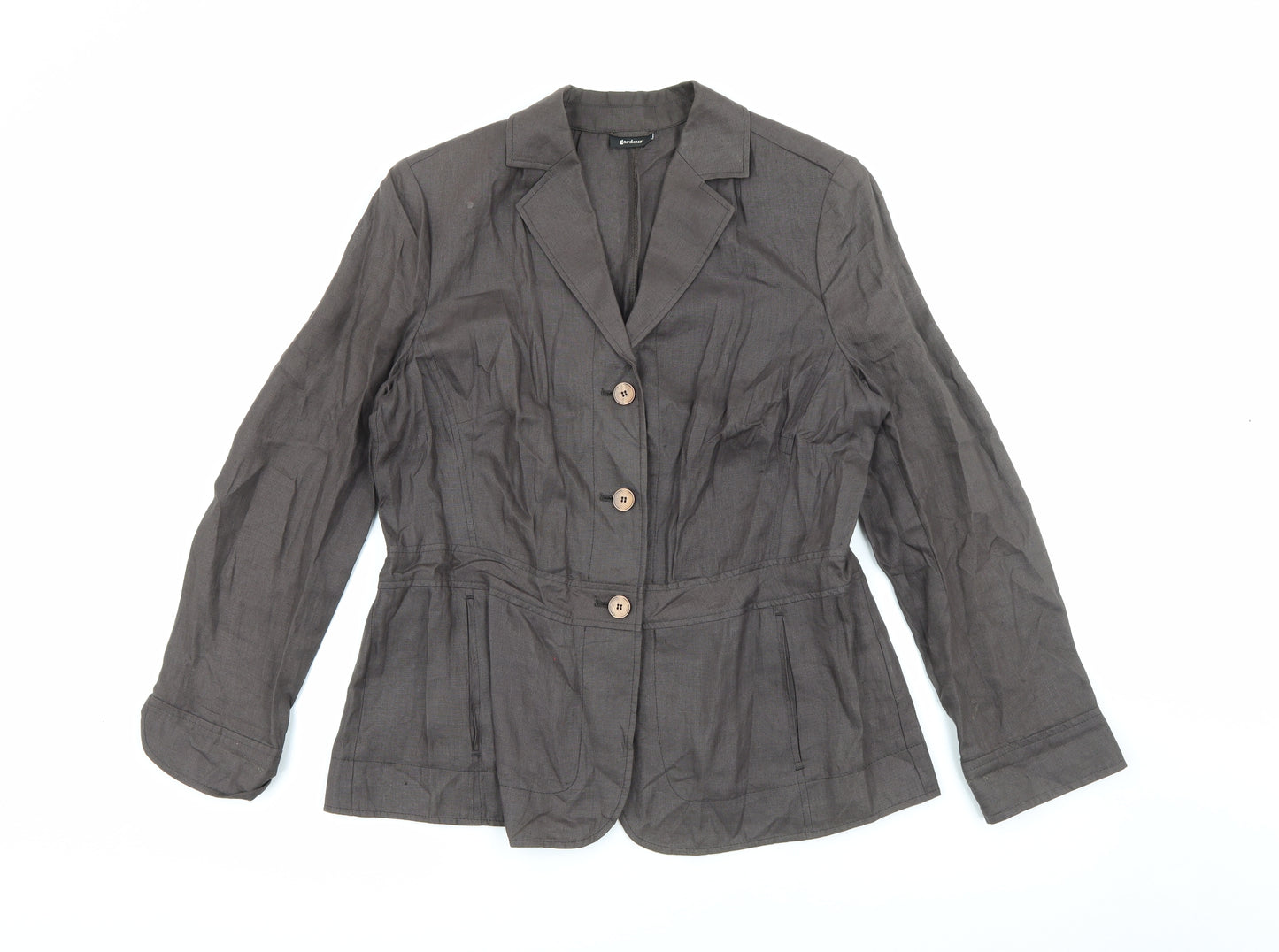 GARDEUR Womens Brown  Linen Jacket Blazer Size 16