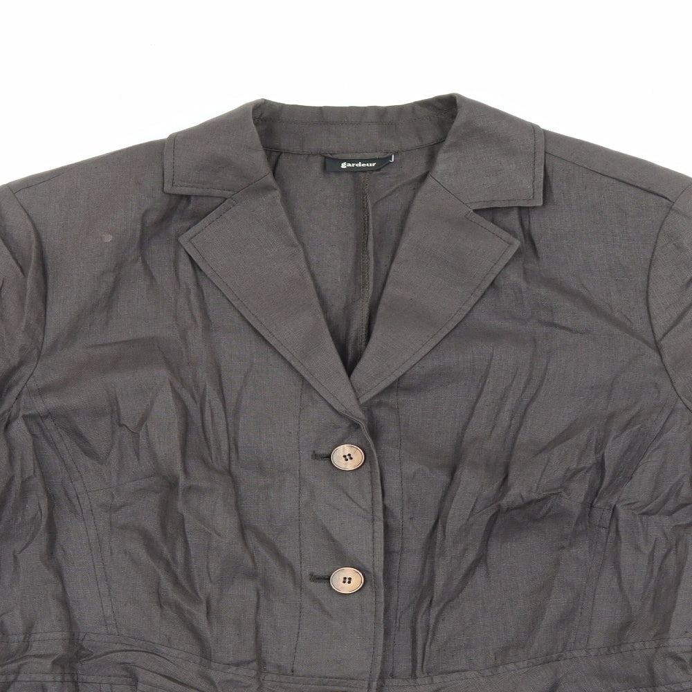 GARDEUR Womens Brown  Linen Jacket Blazer Size 16