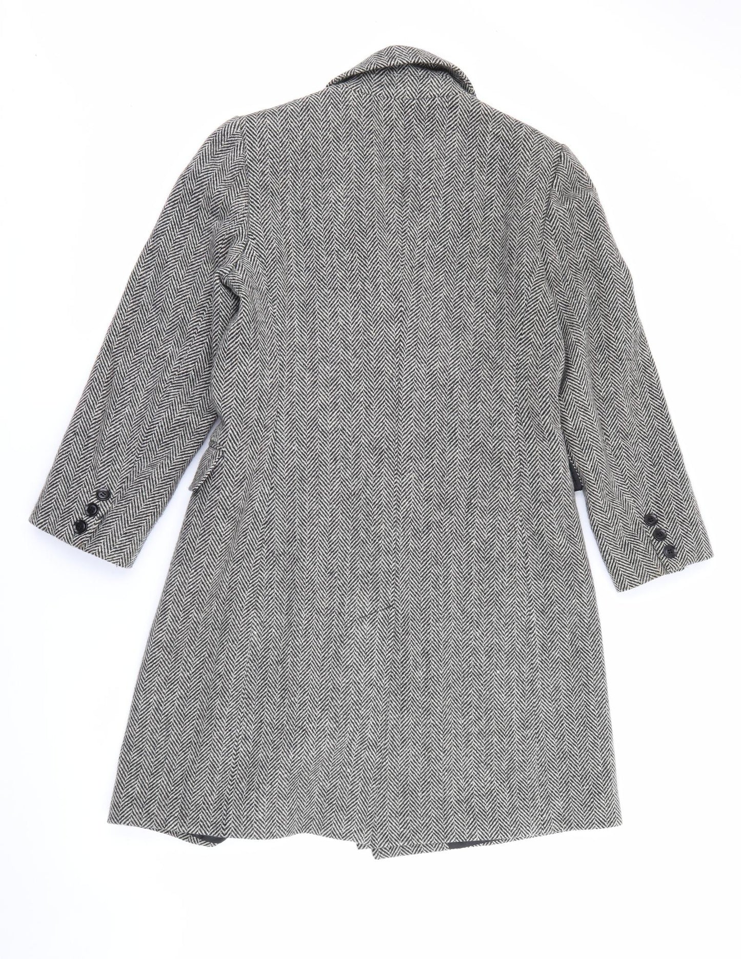 Quattro Womens Grey Geometric  Overcoat Coat Size 16  Button