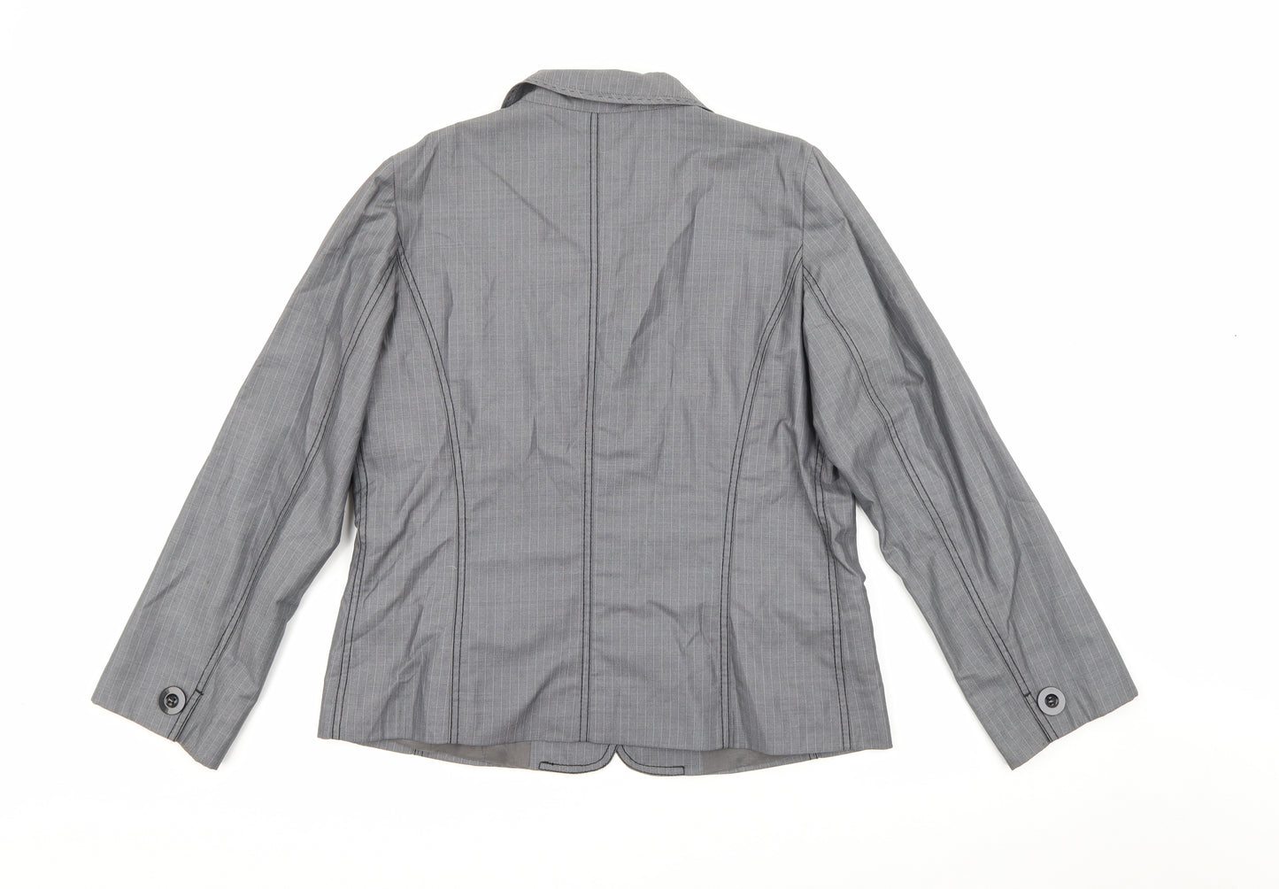 Gerard Darel Womens Green Striped Polyester Jacket Blazer Size 14