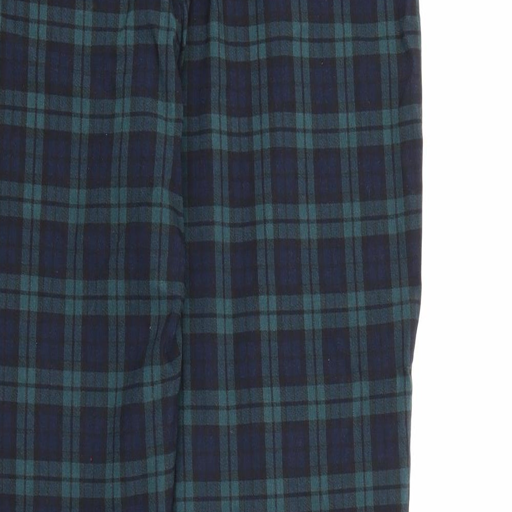 Primark Womens Green Plaid Viscose Trousers  Size 18 L28 in Regular Button