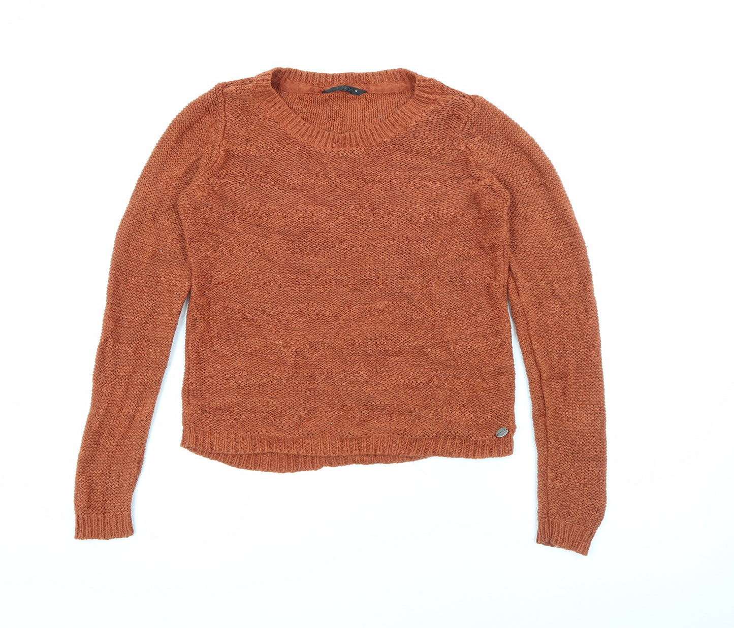 Only Womens Brown Boat Neck  Acrylic Pullover Jumper Size S