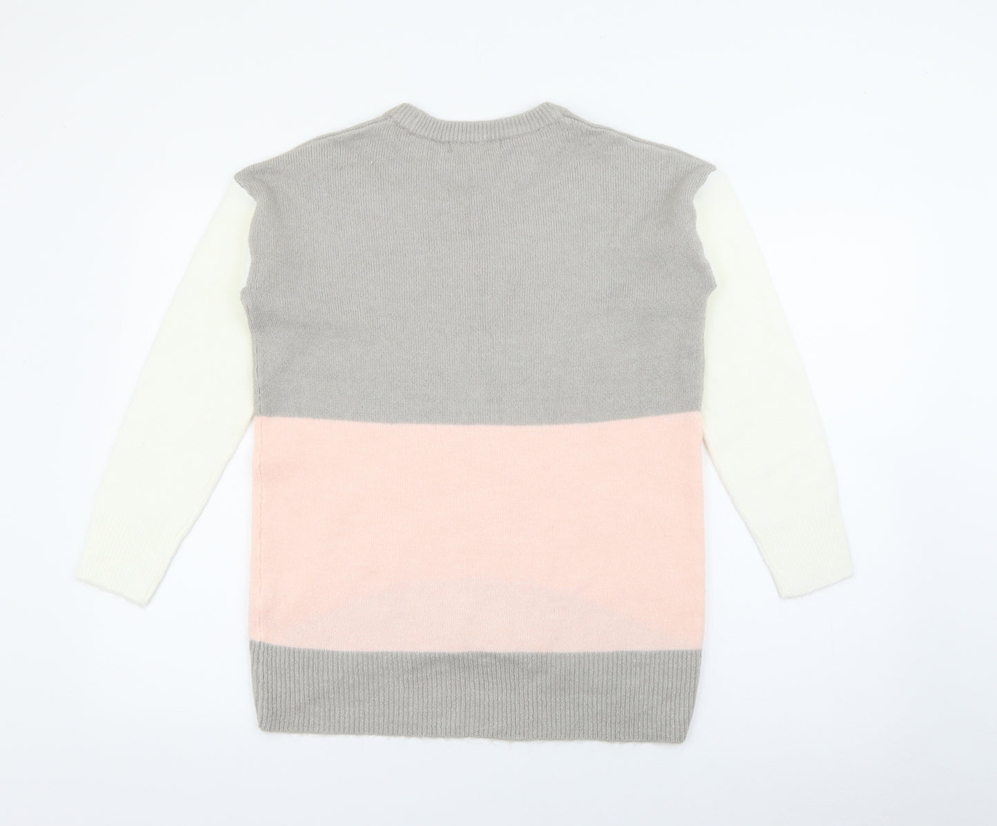 Nutmeg Womens Multicoloured Crew Neck  Acrylic Pullover Jumper Size 10