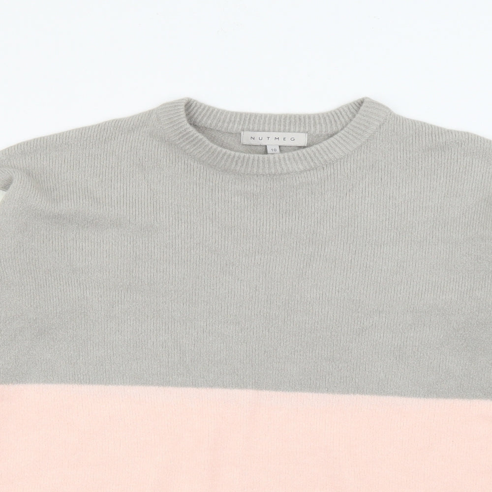 Nutmeg Womens Multicoloured Crew Neck  Acrylic Pullover Jumper Size 10