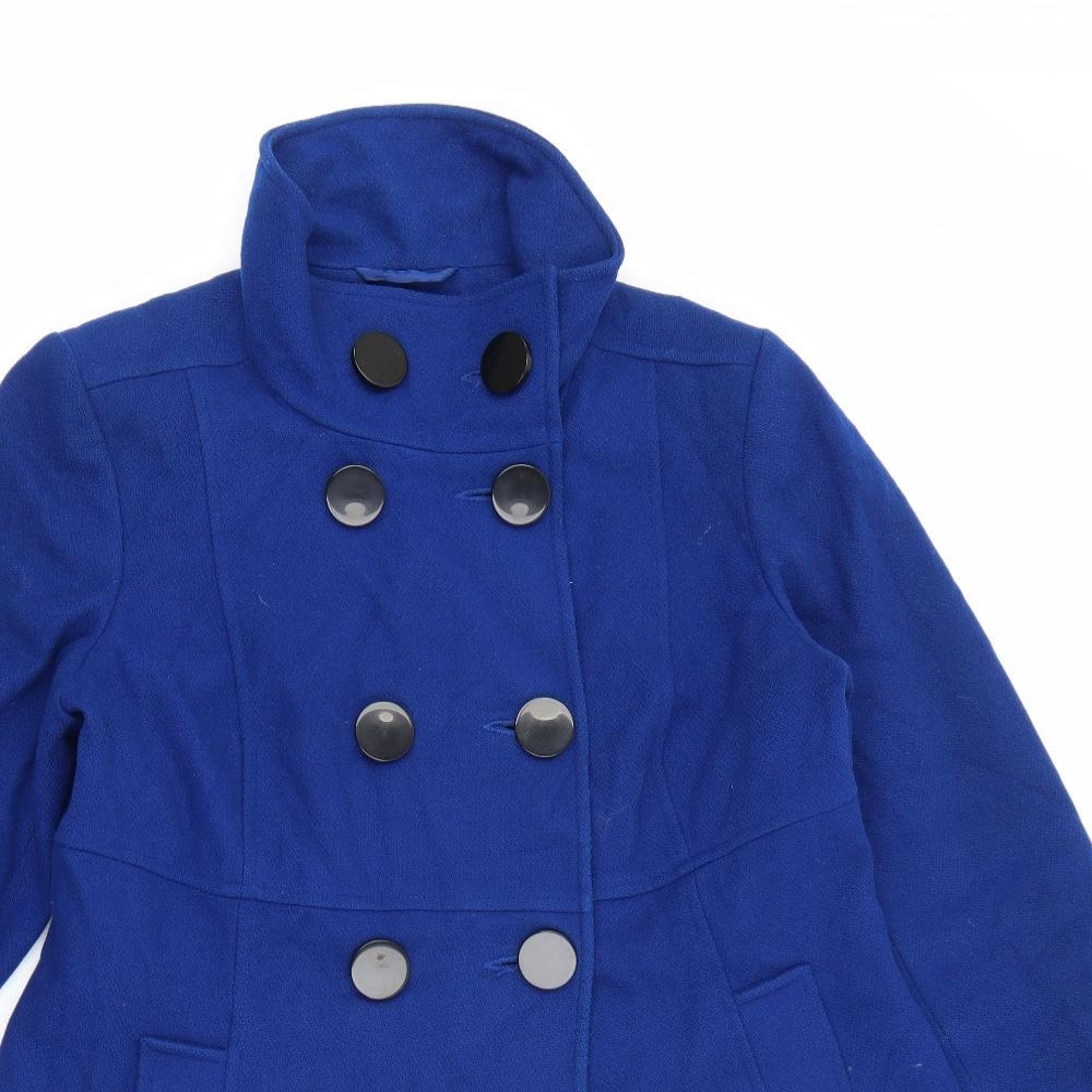 Wallis Womens Blue   Overcoat Coat Size 14  Button