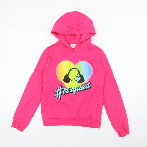 Pop Gear Girls Pink  Cotton Pullover Hoodie Size 9-10 Years