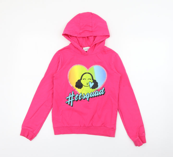 Pop Gear Girls Pink Cotton Pullover Hoodie Size 9-10 Years