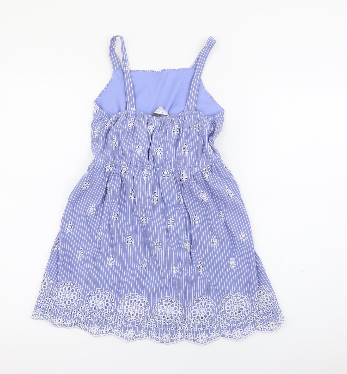 Primark Girls Blue Striped Polyester Fit & Flare  Size 8-9 Years  Square Neck