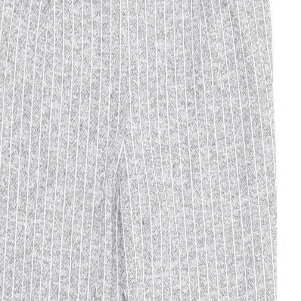 Papaya Womens Grey Striped Polyester Trousers  Size 14 L26 in Regular