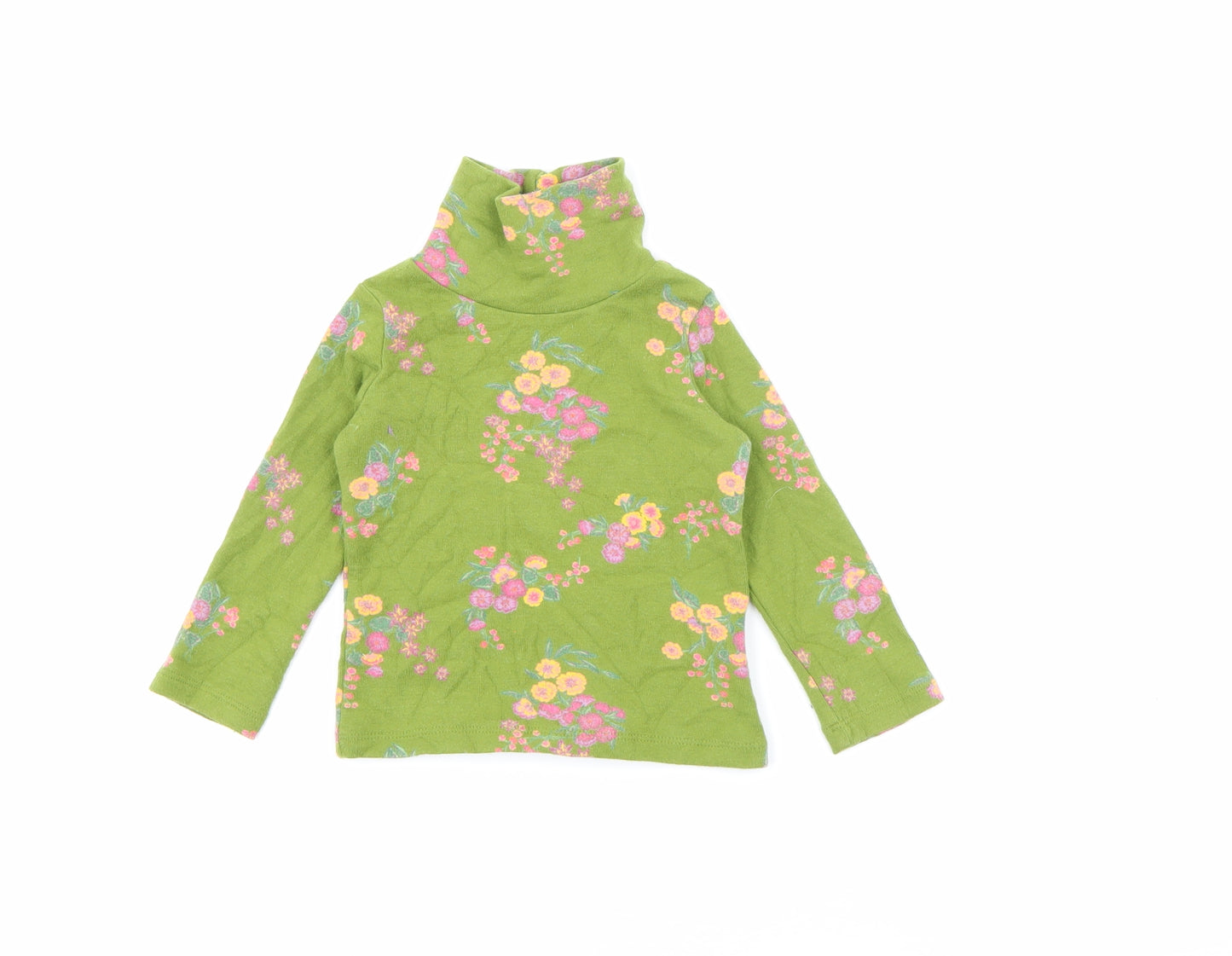 NEXT Girls Green Floral Cotton Pullover Jumper Size 6-9 Months