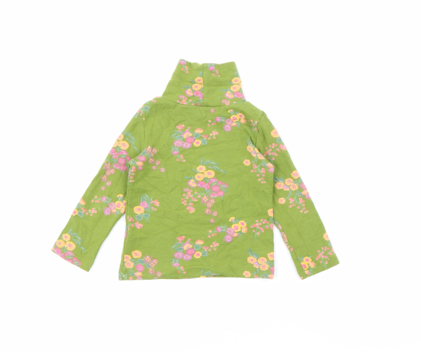 NEXT Girls Green Floral Cotton Pullover Jumper Size 6-9 Months
