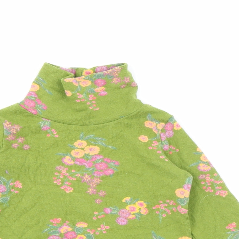 NEXT Girls Green Floral Cotton Pullover Jumper Size 6-9 Months
