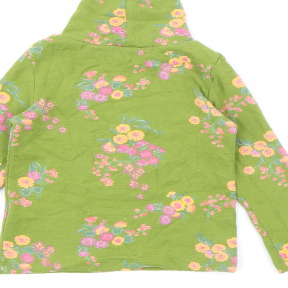NEXT Girls Green Floral Cotton Pullover Jumper Size 6-9 Months