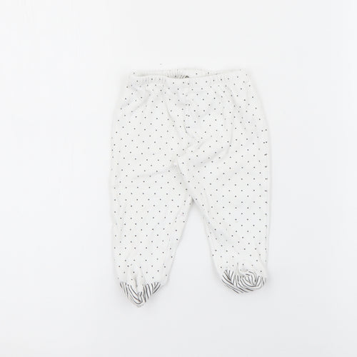 Mini birba Girls White Polka Dot Cotton Pedal Pusher Leggings Size 6-9 Months