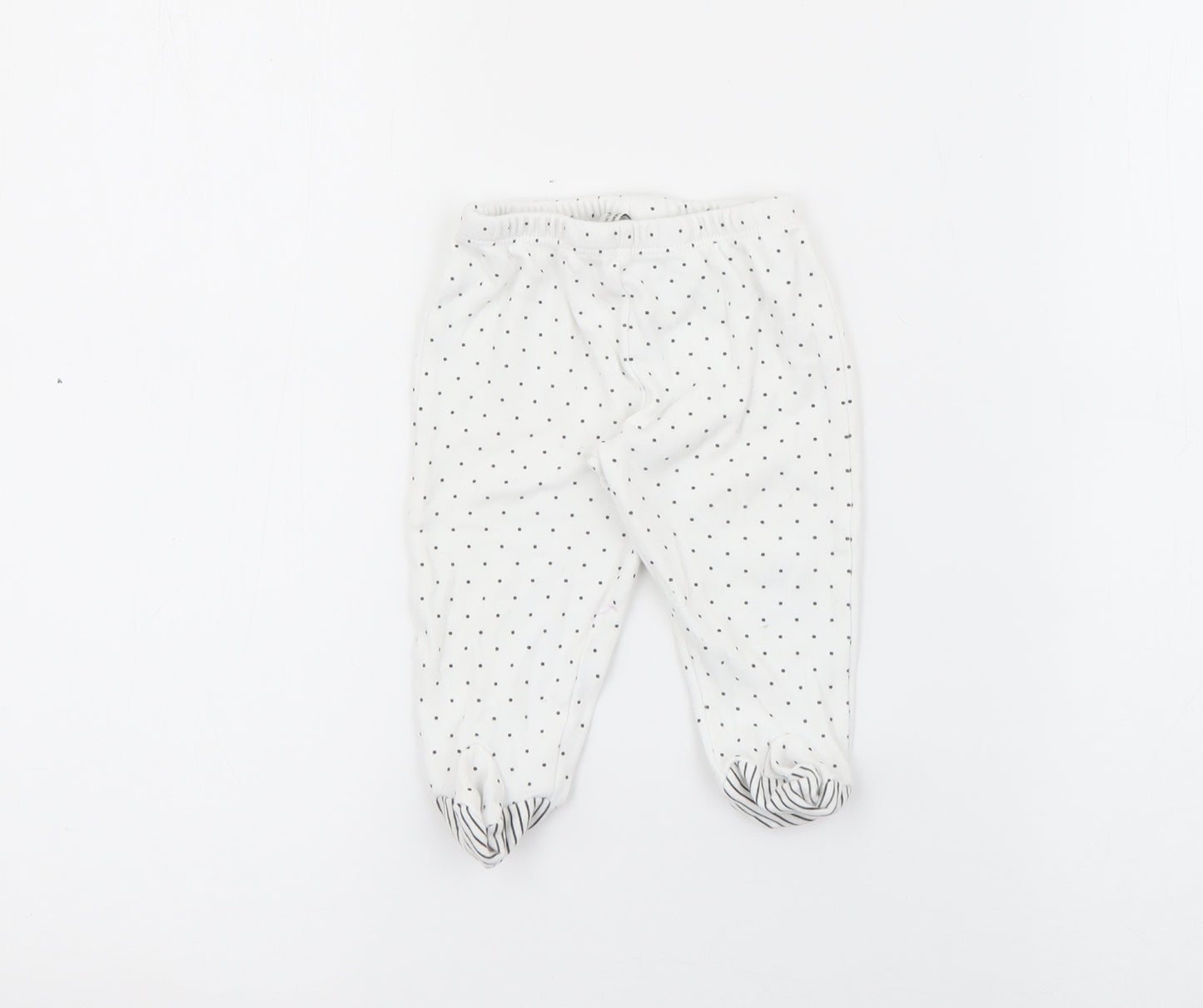 Mini birba Girls White Polka Dot Cotton Pedal Pusher Leggings Size 6-9 Months