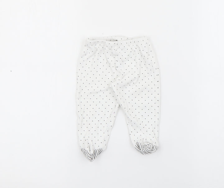 Mini birba Girls White Polka Dot Cotton Pedal Pusher Leggings Size 6-9 Months