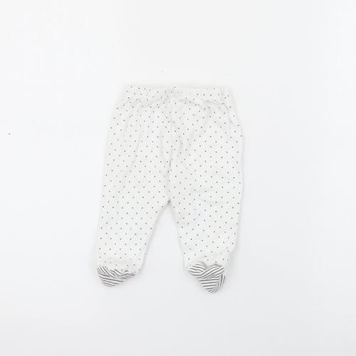 Mini birba Girls White Polka Dot Cotton Pedal Pusher Leggings Size 6-9 Months