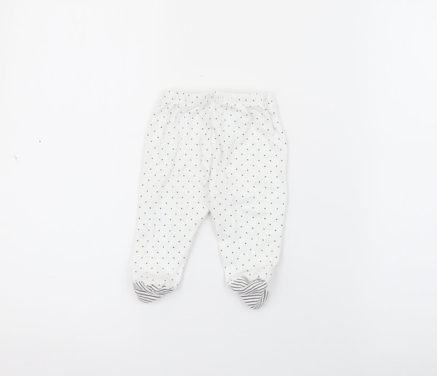Mini birba Girls White Polka Dot Cotton Pedal Pusher Leggings Size 6-9 Months