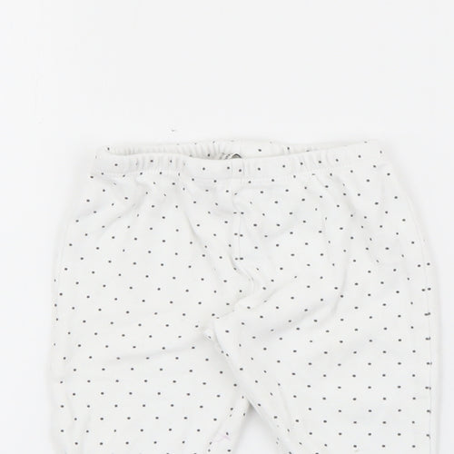 Mini birba Girls White Polka Dot Cotton Pedal Pusher Leggings Size 6-9 Months