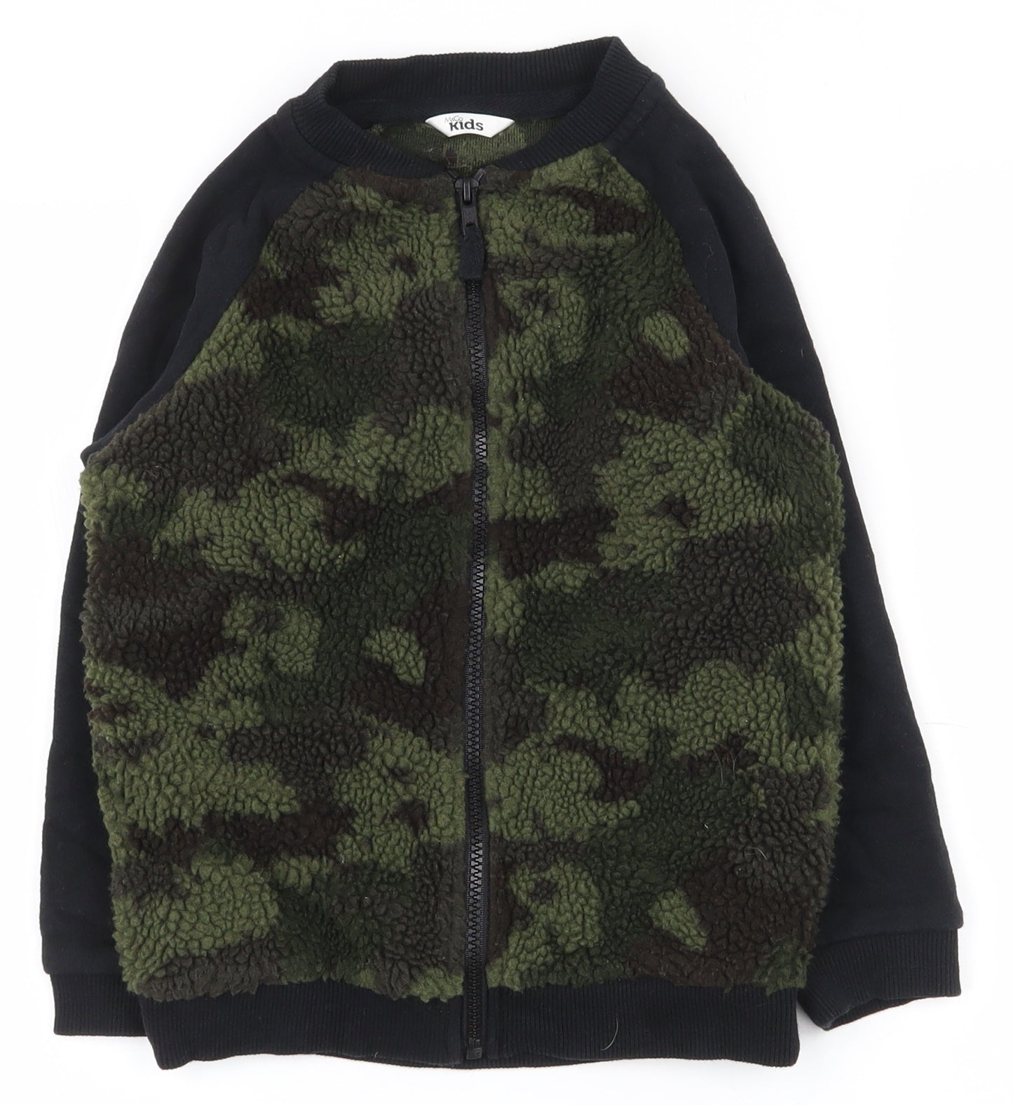M&Co Boys Green Camouflage Polyester Full Zip Sweatshirt Size 7-8 Years  Zip