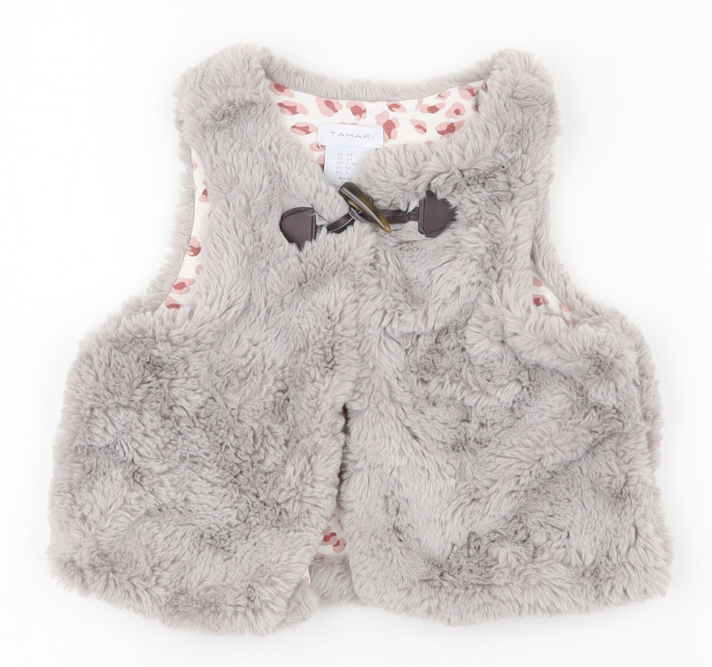 Tahari Girls Grey   Gilet Waistcoat Size 2-3 Years  Button