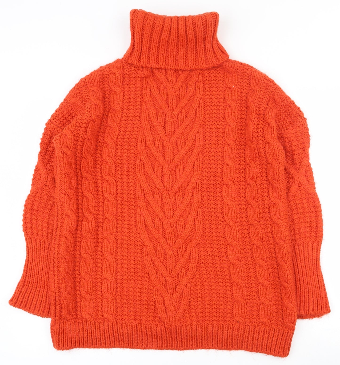 Marks and Spencer Womens Orange Roll Neck  Acrylic Pullover Jumper Size M