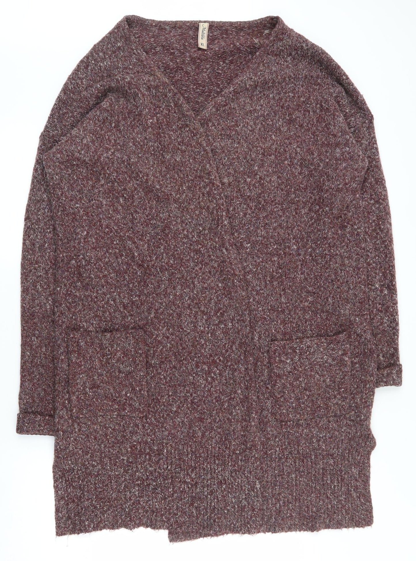 Multiblu Womens Purple V-Neck  Acrylic Cardigan Jumper Size XL
